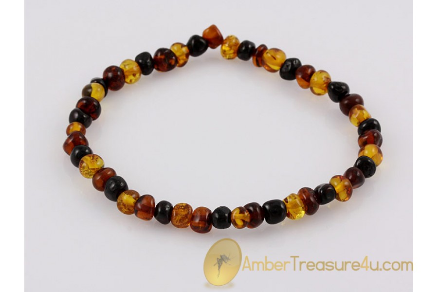 Baroque Beads Genuine BALTIC AMBER Stretch Bracelet b25