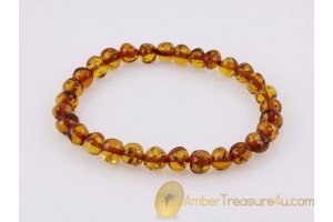 Baroque Cognac Color Beads BALTIC AMBER Stretch Bracelet b9