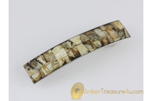 Barrette with Unique Color Mosaic of Genuine BALTIC AMBER