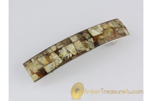 Barrette with Unique Color Mosaic of Genuine BALTIC AMBER