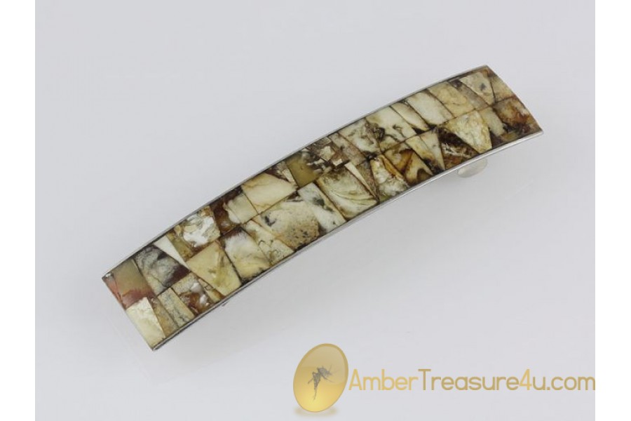 Barrette with Unique Color Mosaic of Genuine BALTIC AMBER Barrette with Unique Color Mosaic of Genuine BALTIC AMBER