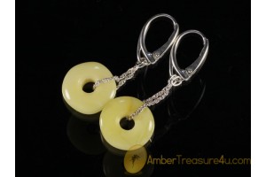 Butter Color Genuine BALTIC AMBER Silver Earrings