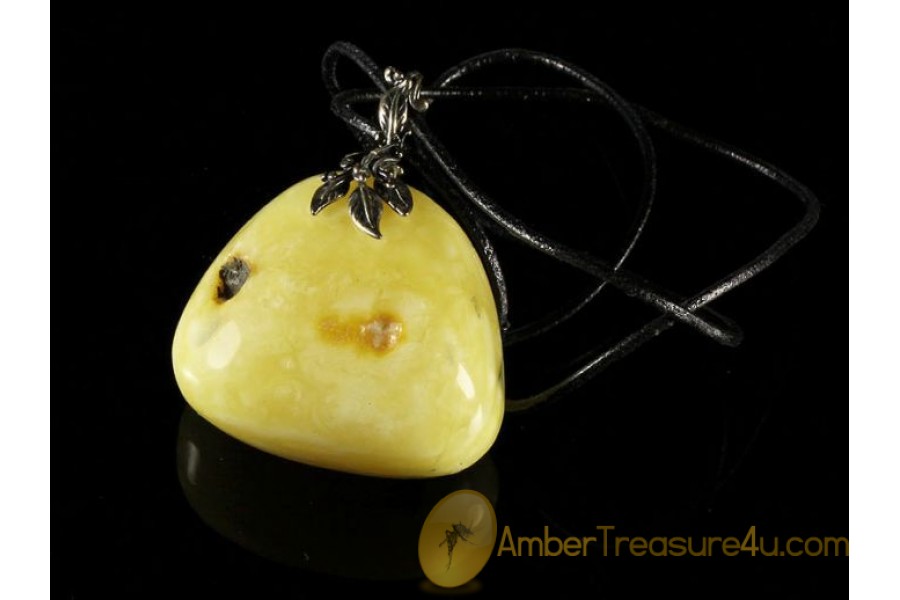 Butterscoth Huge BALTIC AMBER Pendant - Leather 20