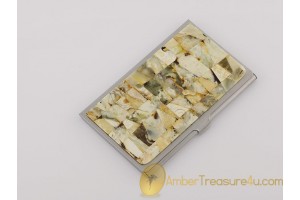 Card Case Decorated with Unique Color Baltic amber Mosaic cc2