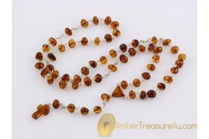 Catholic Rosary Genuine Cognac Color BALTIC AMBER cr1