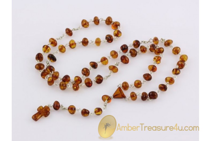 Catholic Rosary Genuine Cognac Color BALTIC AMBER cr1