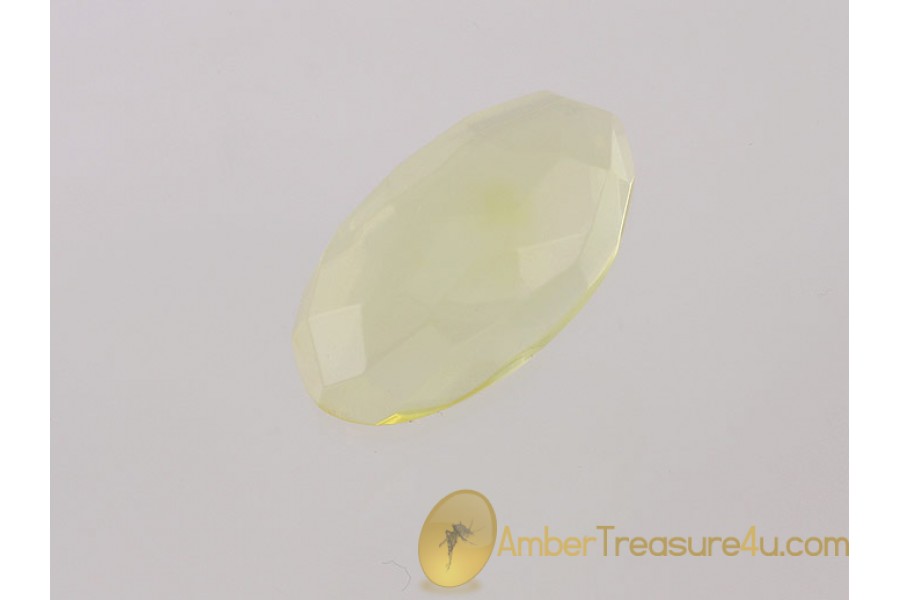 Faceted Clear Lemon Color BALTIC AMBER Cabochon 1