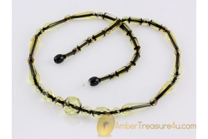 Faceted greenish beads Genuine BALTIC AMBER Necklace 20