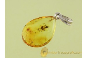 Genuine BALTIC AMBER Silver Pendant w Tiny SPIDER & ANT