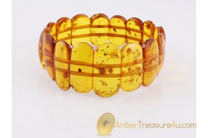 Glittering Cognac Color Pieces BALTIC AMBER Stretch Bracelet