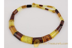 Glittering Multicolor Pieces Genuine BALTIC AMBER Choker 15