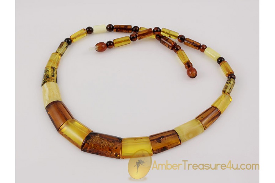 Glittering Multicolor Pieces Genuine BALTIC AMBER Choker 18