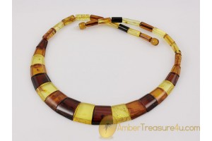 Glittering Multicolor Pieces Genuine BALTIC AMBER Choker 19