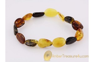 Glittering Multicolor Beads BALTIC AMBER Stretch Bracelet b10