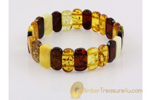 Glittering Multicolor Genuine BALTIC AMBER Stretch Bracelet b23