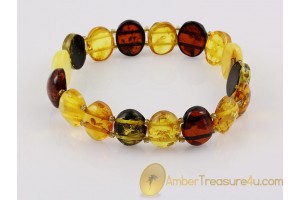 Glittering Multicolor Genuine BALTIC AMBER Stretch Bracelet b24