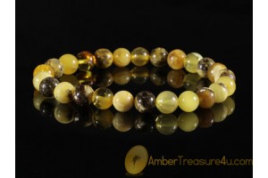 Great Color Round Beads BALTIC AMBER Stretch Bracelet b15