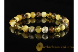 Great Color Round Beads BALTIC AMBER Stretch Bracelet b16