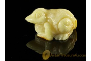 Hand Carved Genuine BALTIC AMBER Large FROG Statuette  f1