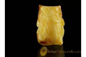 Hand Carved Genuine BALTIC AMBER OWL Statuette f5