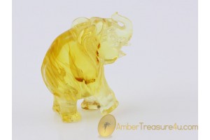 Hand Carved Genuine BALTIC AMBER Large ELEPHANT Statuette f7