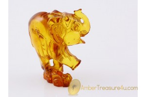Hand Carved Genuine BALTIC AMBER Large ELEPHANT Statuette f8
