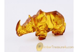 Hand Carved Genuine BALTIC AMBER Large RHINOCEROS Statuette f9