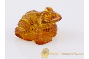 Hand Carved Genuine BALTIC AMBER - Large FROG Statuette f10