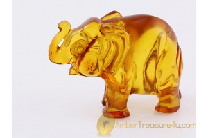 Hand Carved Genuine BALTIC AMBER ELEPHANT Statuette f14