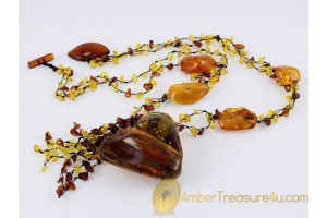 Huge Beads 2-line Knotted BALTIC AMBER Necklace 27