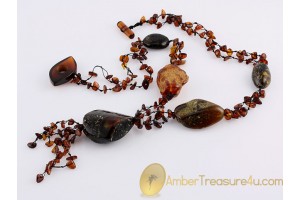 Huge Beads Genuine BALTIC AMBER Y shape Necklace 24