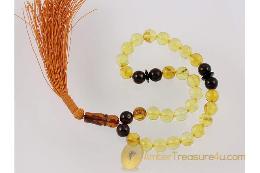 Islamic 33 Prayer Beads round 8mm Genuine BALTIC AMBER