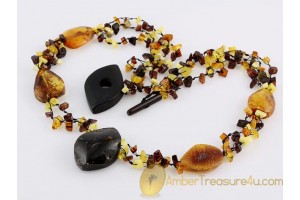 Knotted 3-line Genuine BALTIC AMBER Necklace 27