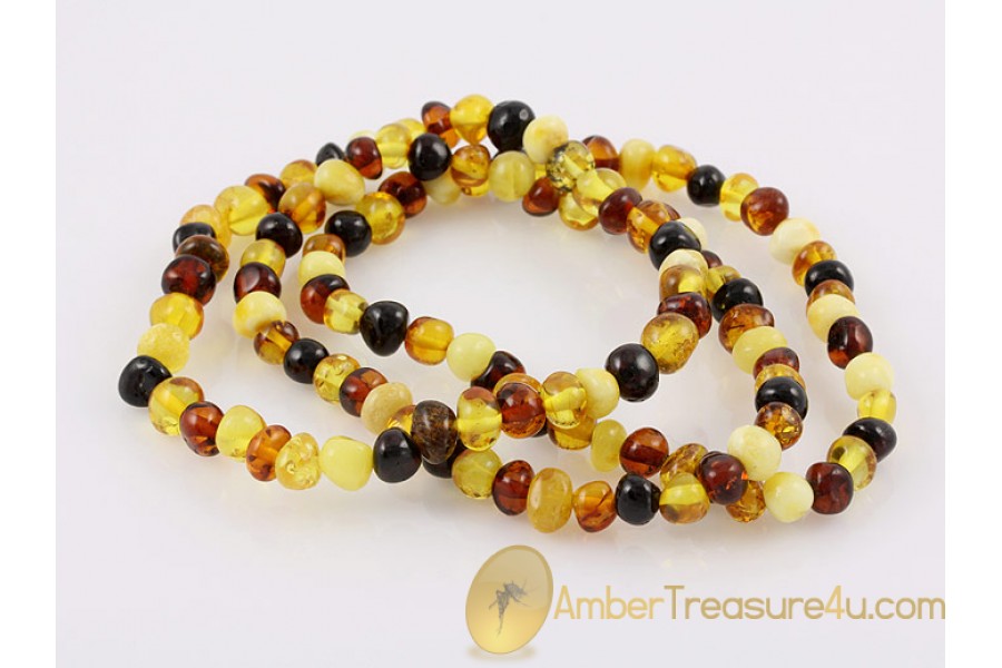 Lot of 3 Baroaque BALTIC AMBER Stretch Bracelets bw1