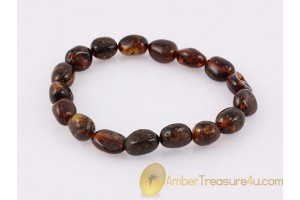 Olive Shaped Beads BALTIC AMBER Stretch Bracelet b7