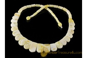 ROYAL WHITE Color Pieces Genuine BALTIC AMBER Choker 19