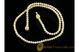 WHITE Color Round Beads 4mm BALTIC AMBER Necklace