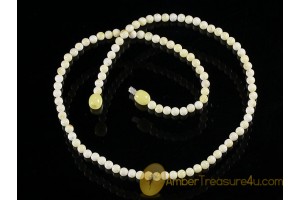 WHITE Color Round Beads 4.5mm BALTIC AMBER Necklace