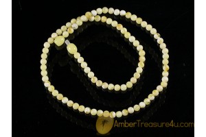 WHITE Color Round Beads 5mm BALTIC AMBER Necklace