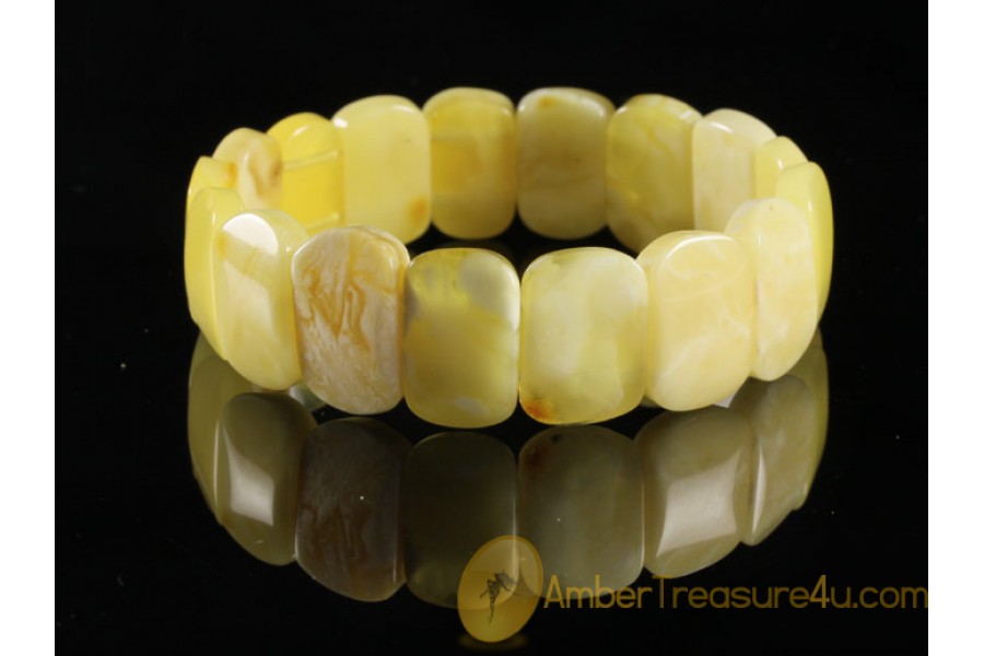 WHITE & BUTTER Color Pieces BALTIC AMBER Stretch Bracelet b18