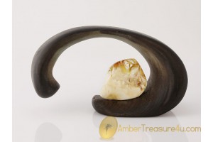 Wooden Statuette & UNIQUE Color Genuine BALTIC AMBER Stone ws2