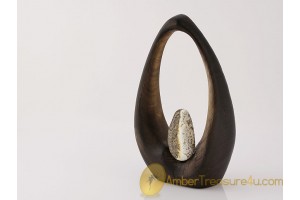 Wooden Statuette & Great Color Genuine BALTIC AMBER Stone ws3
