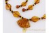 CARVED Glittering Shell Genuine BALTIC AMBER Necklace 19